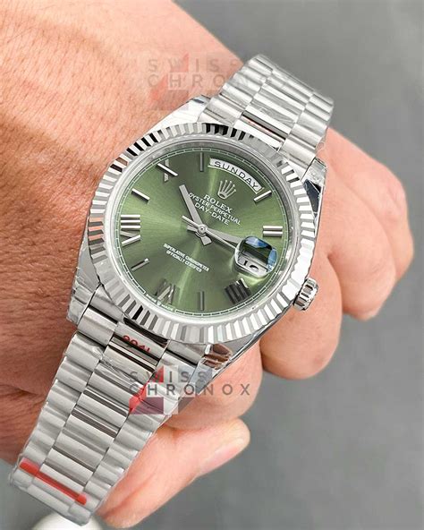 rolex day-date white gold green dial|Rolex Day-Date price.